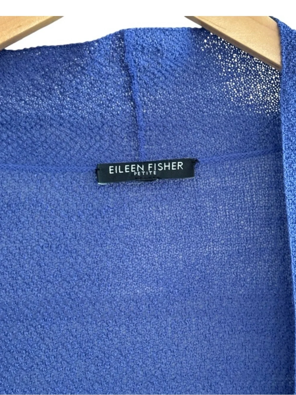 Eileen Fisher Wool Royal Blue Open-Front Draped Cardigan SP